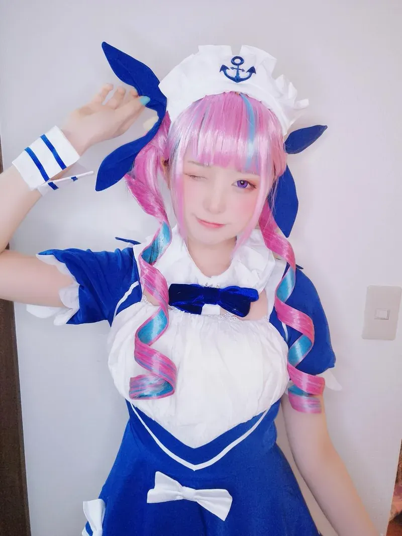 KuukoW蓝白Cosplay服装角色照片
