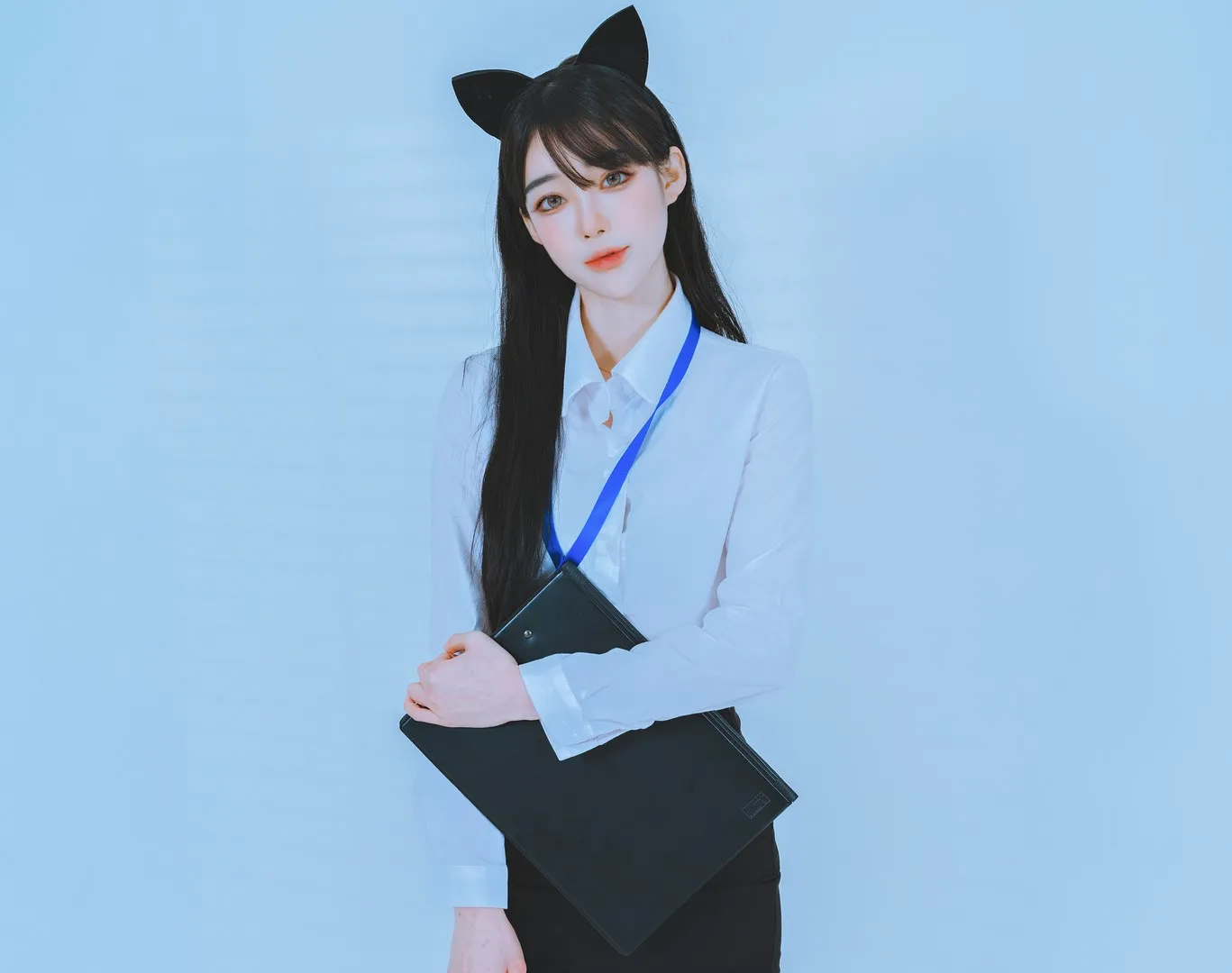 glamarchive黑色猫耳白色制服摄影