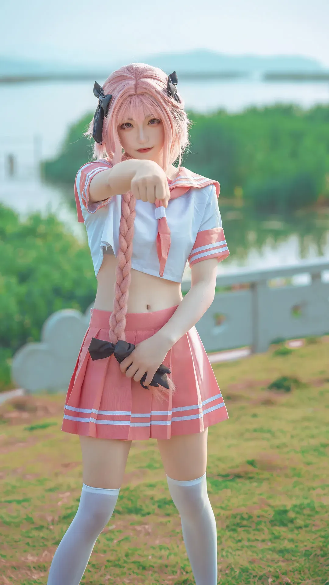 SA_海藻酸钠粉色假发角色服装户外cosplay写真