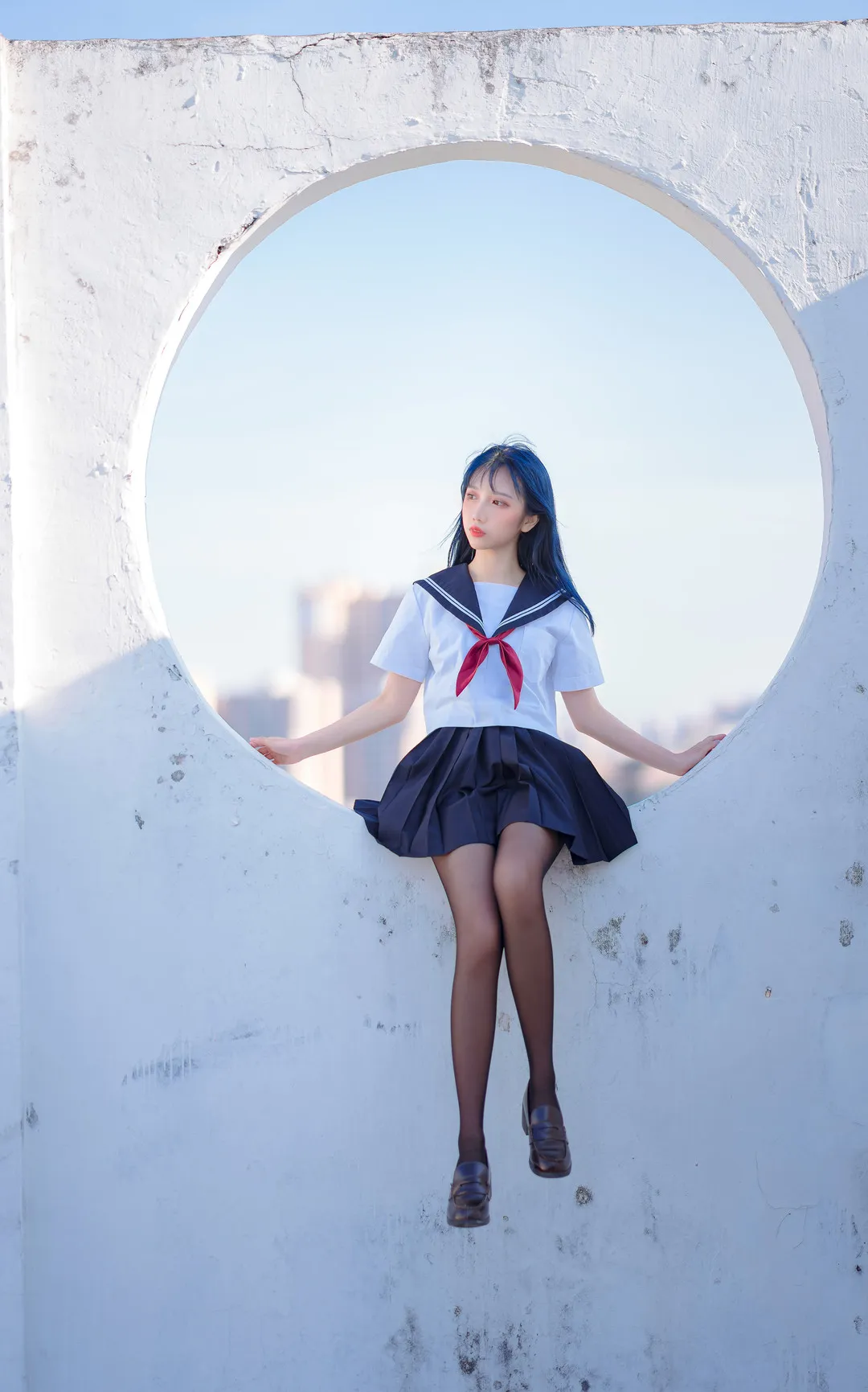 果咩酱w校园风服装户外照片