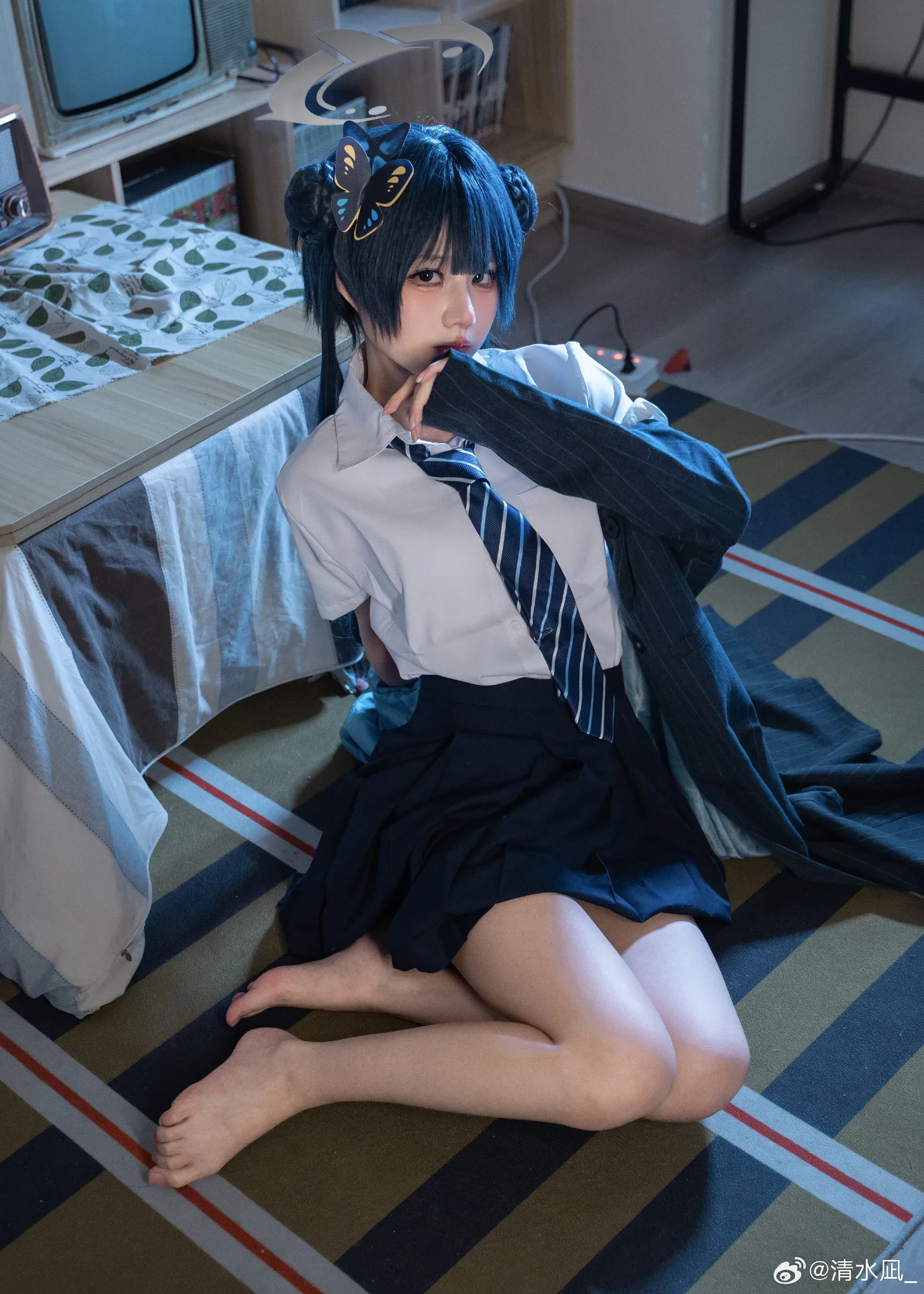 清水凪蓝色假发制服角色照片